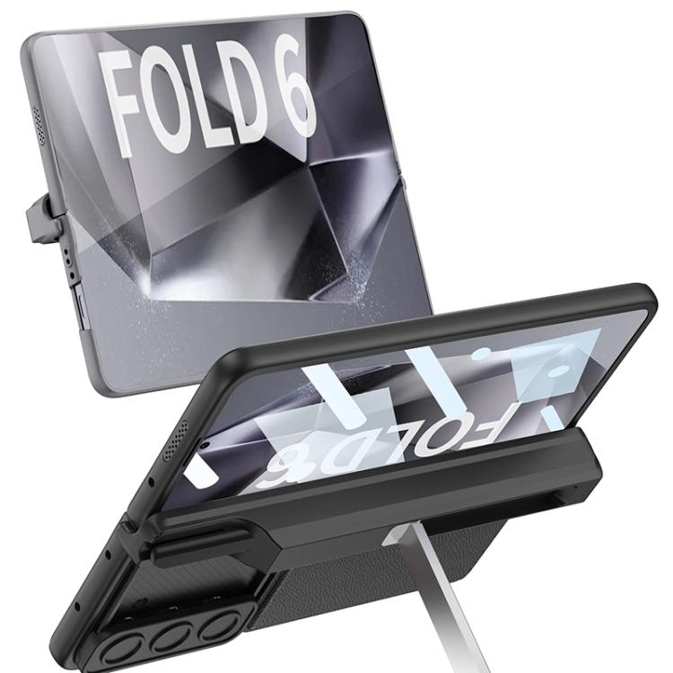 For Samsung Galaxy Z Fold6 GKK Integrated Magnetic Folding Hinge Sliding Lens Cover Card Bag Phone Case with Pen Slots(Black) - Galaxy Z Fold6 5G Cases by GKK | Online Shopping UK | buy2fix
