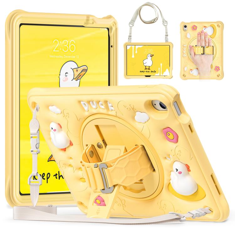 For iPad 2025 / 2022 Duck Rotation Kickstand Silicone Hybrid PC Tablet Case(Yellow) - iPad 2025 / 2022 Cases by buy2fix | Online Shopping UK | buy2fix