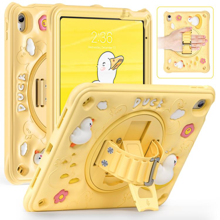 For iPad 2025 / 2022 Duck Rotation Kickstand Silicone Hybrid PC Tablet Case(Yellow) - iPad 2025 / 2022 Cases by buy2fix | Online Shopping UK | buy2fix