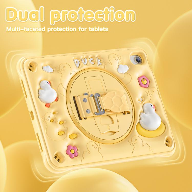 For iPad 2025 / 2022 Duck Rotation Kickstand Silicone Hybrid PC Tablet Case(Yellow) - iPad 2025 / 2022 Cases by buy2fix | Online Shopping UK | buy2fix