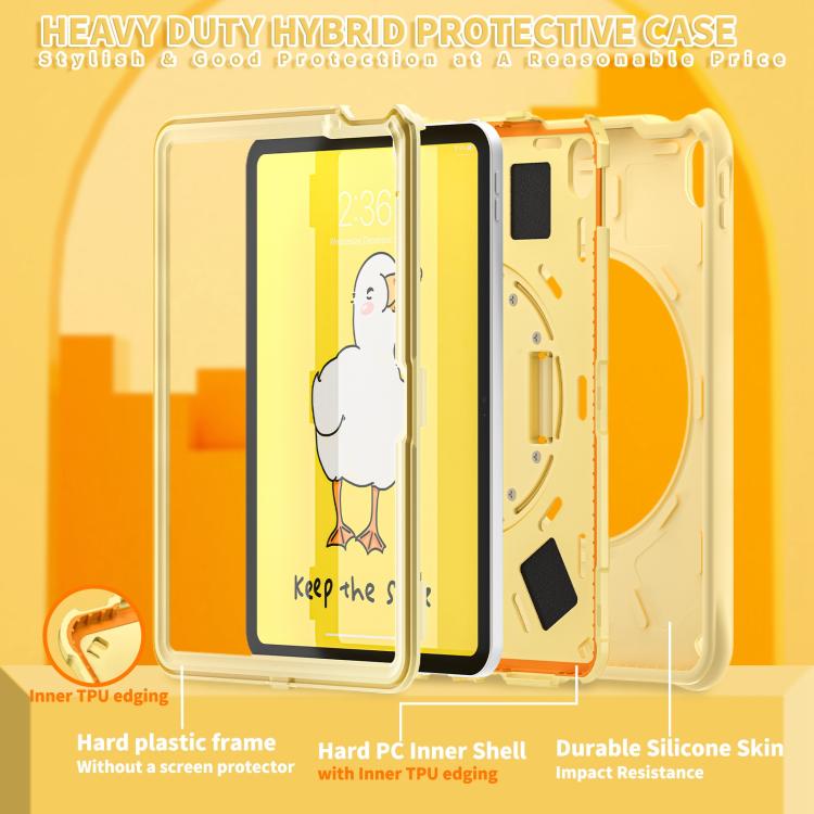 For iPad 2025 / 2022 Duck Rotation Kickstand Silicone Hybrid PC Tablet Case(Yellow) - iPad 2025 / 2022 Cases by buy2fix | Online Shopping UK | buy2fix