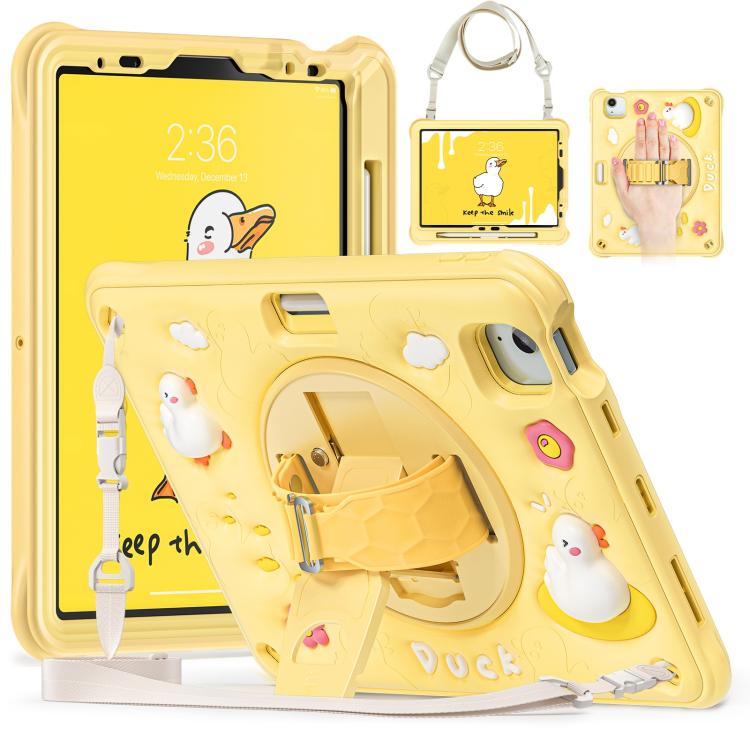 For iPad Air 11 2025 / 2024 / Pro 11 2022 Duck Rotation Kickstand Silicone Hybrid PC Tablet Case(Yellow) - iPad Air 11 2025 / 2024 Cases by buy2fix | Online Shopping UK | buy2fix