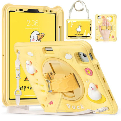 For iPad Air 11 2025 / 2024 / Pro 11 2022 Duck Rotation Kickstand Silicone Hybrid PC Tablet Case(Yellow) - iPad Air 11 2025 / 2024 Cases by buy2fix | Online Shopping UK | buy2fix