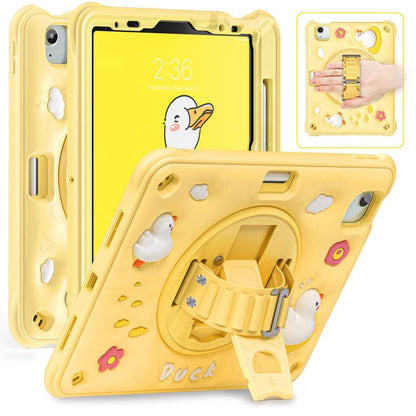 For iPad Air 11 2025 / 2024 / Pro 11 2022 Duck Rotation Kickstand Silicone Hybrid PC Tablet Case(Yellow) - iPad Air 11 2025 / 2024 Cases by buy2fix | Online Shopping UK | buy2fix