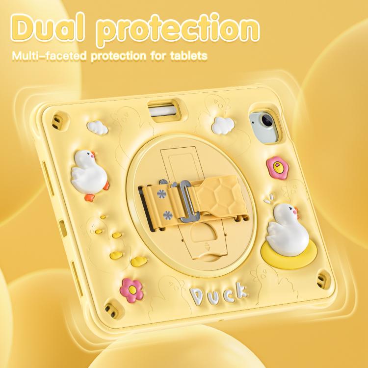 For iPad Air 11 2025 / 2024 / Pro 11 2022 Duck Rotation Kickstand Silicone Hybrid PC Tablet Case(Yellow) - iPad Air 11 2025 / 2024 Cases by buy2fix | Online Shopping UK | buy2fix