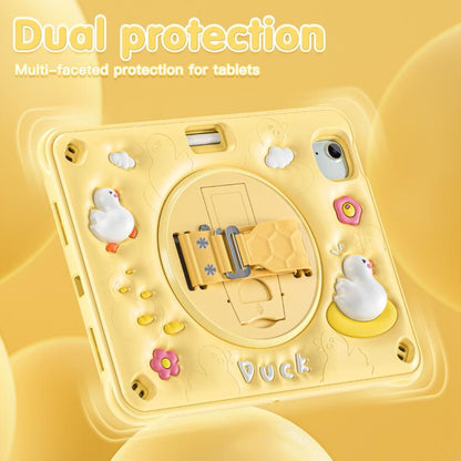 For iPad Air 11 2025 / 2024 / Pro 11 2022 Duck Rotation Kickstand Silicone Hybrid PC Tablet Case(Yellow) - iPad Air 11 2025 / 2024 Cases by buy2fix | Online Shopping UK | buy2fix