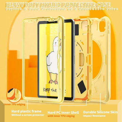 For iPad Air 11 2025 / 2024 / Pro 11 2022 Duck Rotation Kickstand Silicone Hybrid PC Tablet Case(Yellow) - iPad Air 11 2025 / 2024 Cases by buy2fix | Online Shopping UK | buy2fix