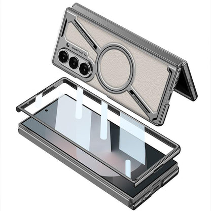 For Samsung Galaxy Z Fold6 GKK Integrated Electroplating Leather Z-Shape MagSafe Phone Case(Mountain Gray) - Galaxy Z Fold6 5G Cases by GKK | Online Shopping UK | buy2fix