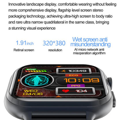 TK17 1.91 inch Horizontal Screen Leather Strap Smart Watch Supports ECG Electrocardiogram(Black) - Smart Watches by buy2fix | Online Shopping UK | buy2fix