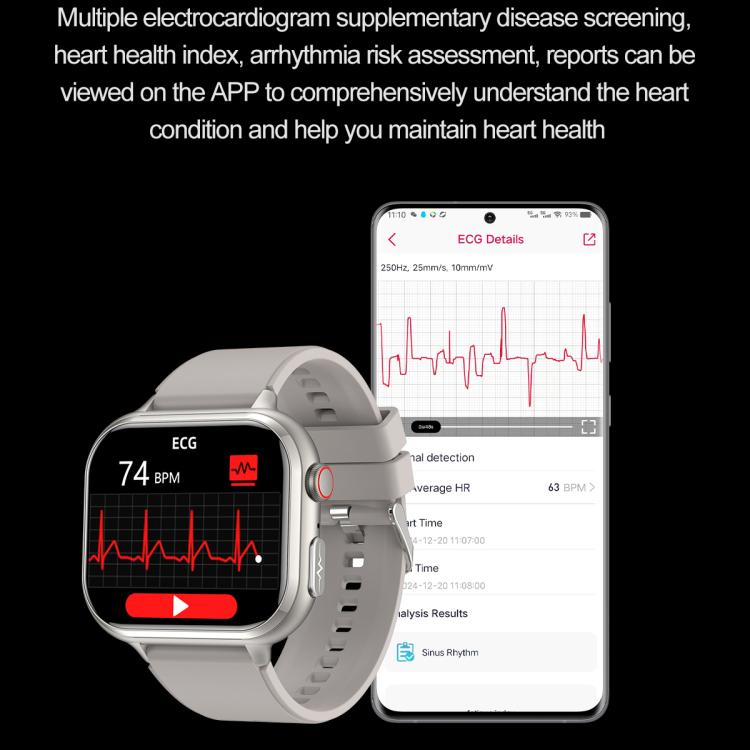 TK17 1.91 inch Horizontal Screen Steel Strap Smart Watch Supports ECG Electrocardiogram(Black) - Smart Watches by buy2fix | Online Shopping UK | buy2fix