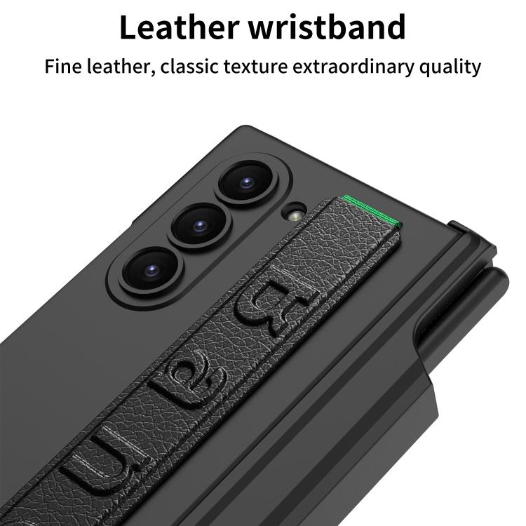 For Samsung Galaxy Z Fold6 GKK Integrated Magnetic Hinge Folding Holder Phone Case with Wrist Strap & Pen Holder(Black) - Galaxy Phone Cases by GKK | Online Shopping UK | buy2fix