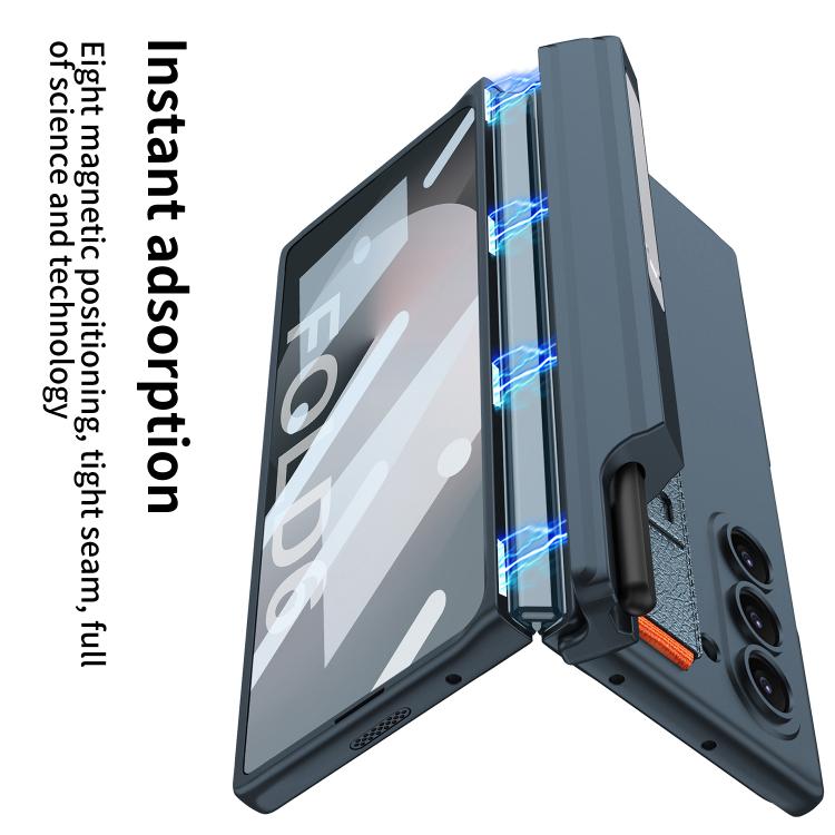 For Samsung Galaxy Z Fold6 GKK Integrated Magnetic Hinge Folding Holder Phone Case with Wrist Strap & Pen Holder(Mountain Gray) - Galaxy Phone Cases by GKK | Online Shopping UK | buy2fix