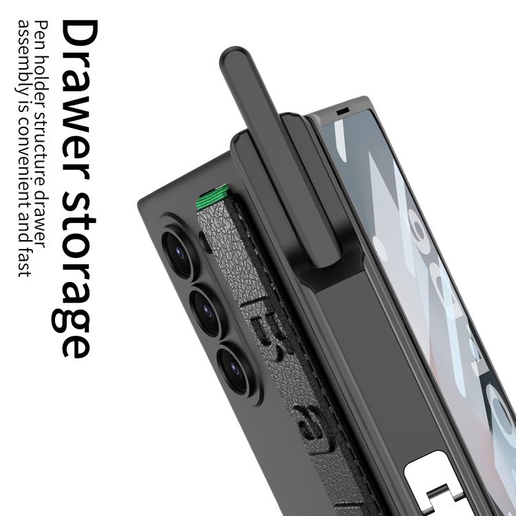 For Samsung Galaxy Z Fold6 GKK Integrated Magnetic Hinge Folding Holder Phone Case with Wrist Strap & Pen Holder(Mountain Gray) - Galaxy Phone Cases by GKK | Online Shopping UK | buy2fix