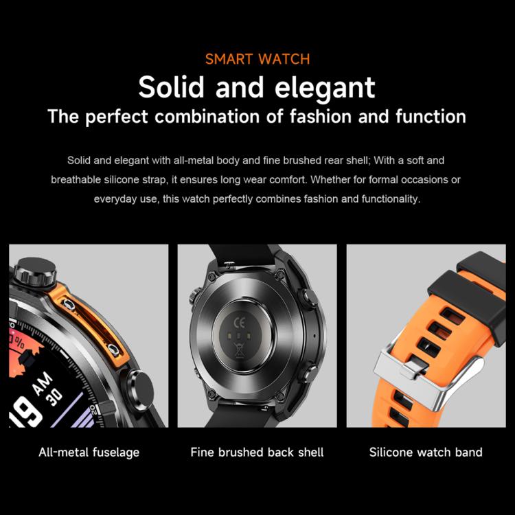 HD300 1.43 inch AMOLED Screen Silicone Strap Sports Smart Watch Supports Blood Oxygen Detection(Orange) - Smart Watches by buy2fix | Online Shopping UK | buy2fix