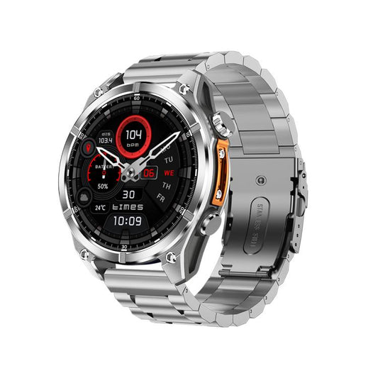HD300 1.43 inch AMOLED Screen Dual Straps Sports Smart Watch Supports Blood Oxygen Detection(Orange Silicone Strap + Silver Steel Strap) - Smart Watches by buy2fix | Online Shopping UK | buy2fix