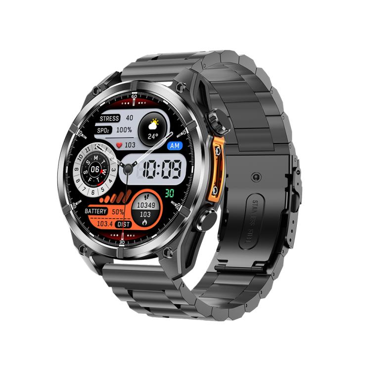 HD300 1.43 inch AMOLED Screen Dual Straps Sports Smart Watch Supports Blood Oxygen Detection(Black Silicone Strap + Black Steel Strap) - Smart Watches by buy2fix | Online Shopping UK | buy2fix