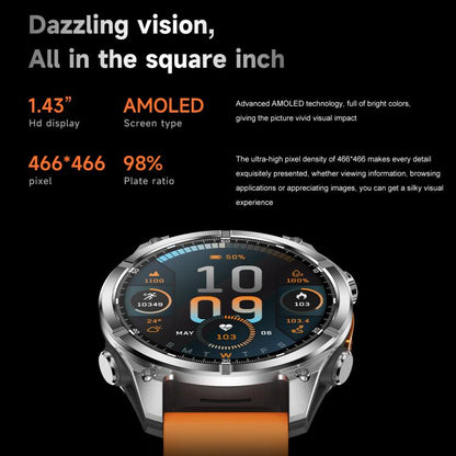 HD300 1.43 inch AMOLED Screen Dual Straps Sports Smart Watch Supports Blood Oxygen Detection(Black Silicone Strap + Black Steel Strap) - Smart Watches by buy2fix | Online Shopping UK | buy2fix