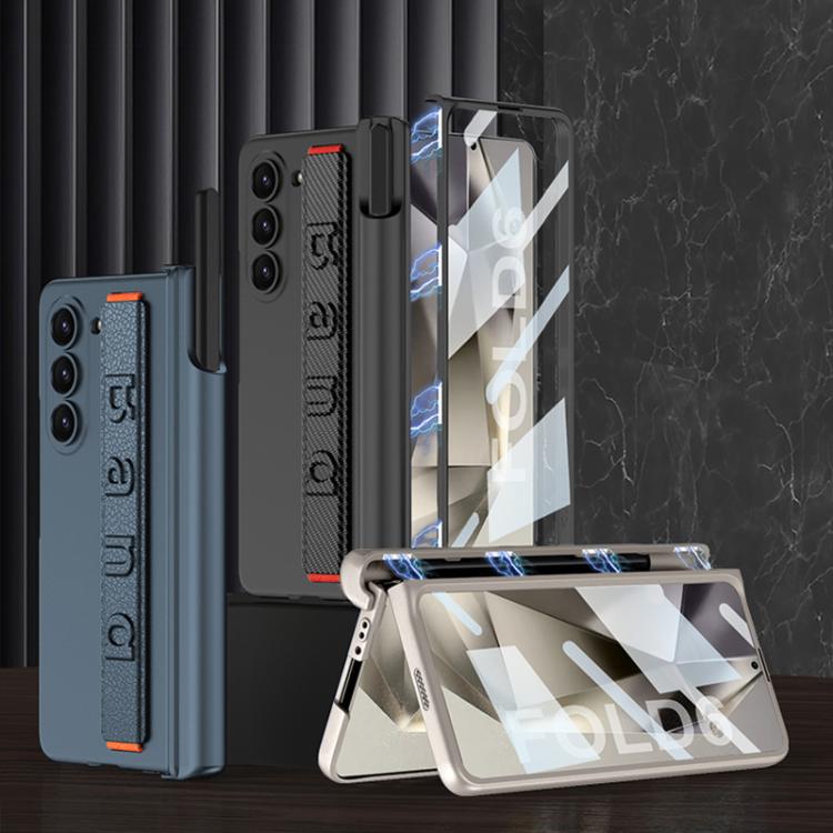 For Samsung Galaxy Z Fold6 GKK Integrated Magnetic Folding Hinge Phone Case with Wrist Strap & Pen Holder(Silver) - Galaxy Z Fold6 5G Cases by GKK | Online Shopping UK | buy2fix