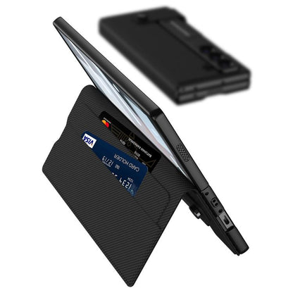 For Samsung Galaxy Z Fold6 GKK Integrated Flip Wallet Leather Phone Case with Pen Slots, Not Included Pen(Carbon Fiber Texture) - Galaxy Z Fold6 5G Cases by GKK | Online Shopping UK | buy2fix