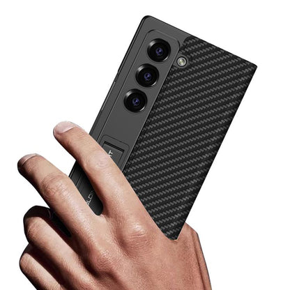 For Samsung Galaxy Z Fold6 GKK Integrated Flip Wallet Leather Phone Case with Pen Slots, Not Included Pen(Carbon Fiber Texture) - Galaxy Z Fold6 5G Cases by GKK | Online Shopping UK | buy2fix