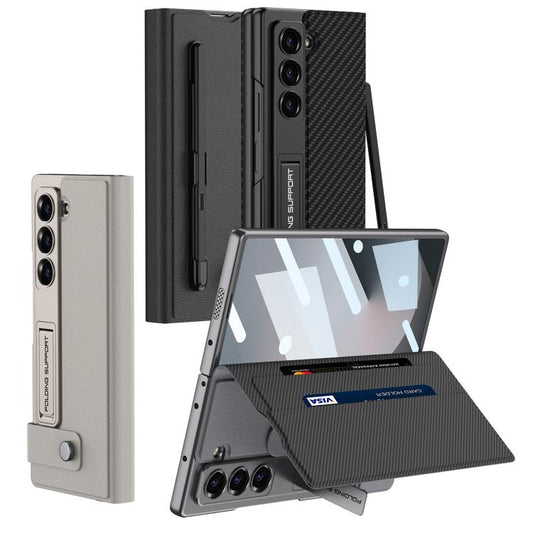 For Samsung Galaxy Z Fold6 GKK Integrated Flip Wallet Leather Phone Case with Pen Slots, Not Included Pen(Mountain Gray) - Galaxy Z Fold6 5G Cases by GKK | Online Shopping UK | buy2fix
