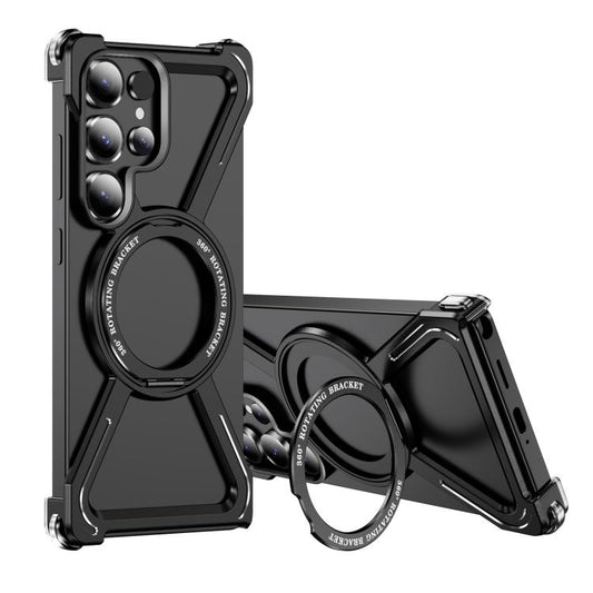 For Samsung Galaxy S25 Ultra 5G Titanium Alloy MagSafe Magnetic Airbag Shockproof Phone Case(Black) - Galaxy S25 Ultra 5G Cases by buy2fix | Online Shopping UK | buy2fix