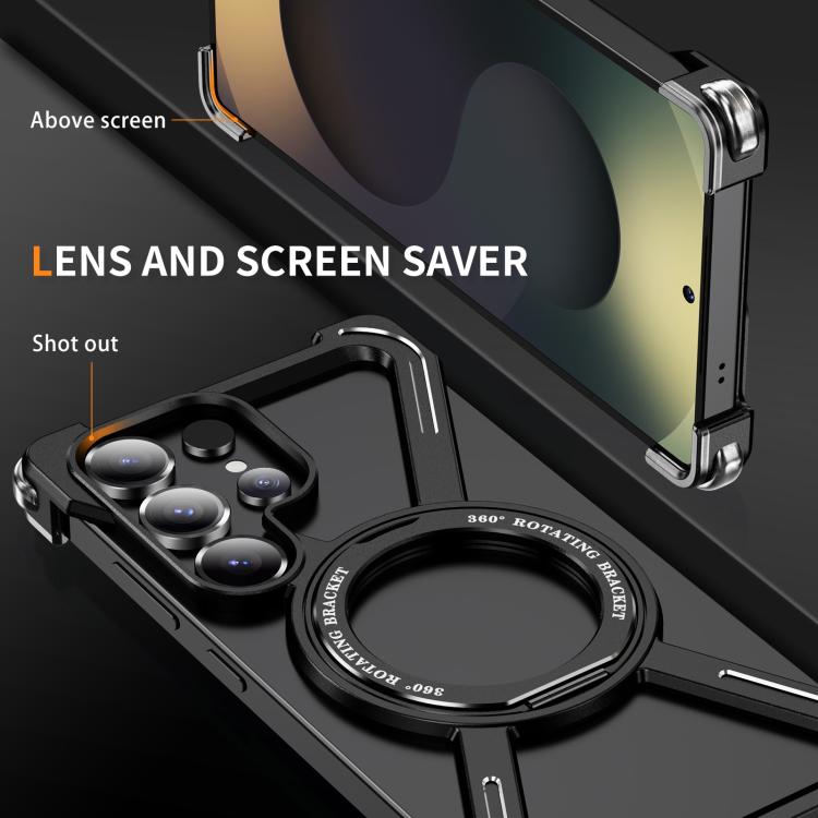 For Samsung Galaxy S25 Ultra 5G Titanium Alloy MagSafe Magnetic Airbag Shockproof Phone Case(Black) - Galaxy S25 Ultra 5G Cases by buy2fix | Online Shopping UK | buy2fix