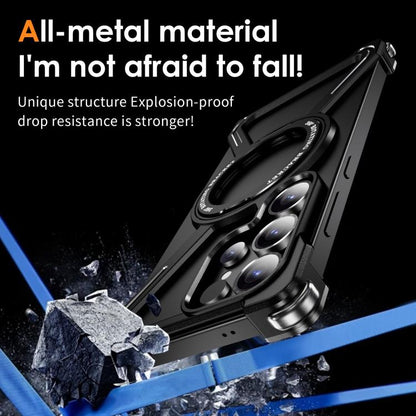 For Samsung Galaxy S25 Ultra 5G Titanium Alloy MagSafe Magnetic Airbag Shockproof Phone Case(Black) - Galaxy S25 Ultra 5G Cases by buy2fix | Online Shopping UK | buy2fix