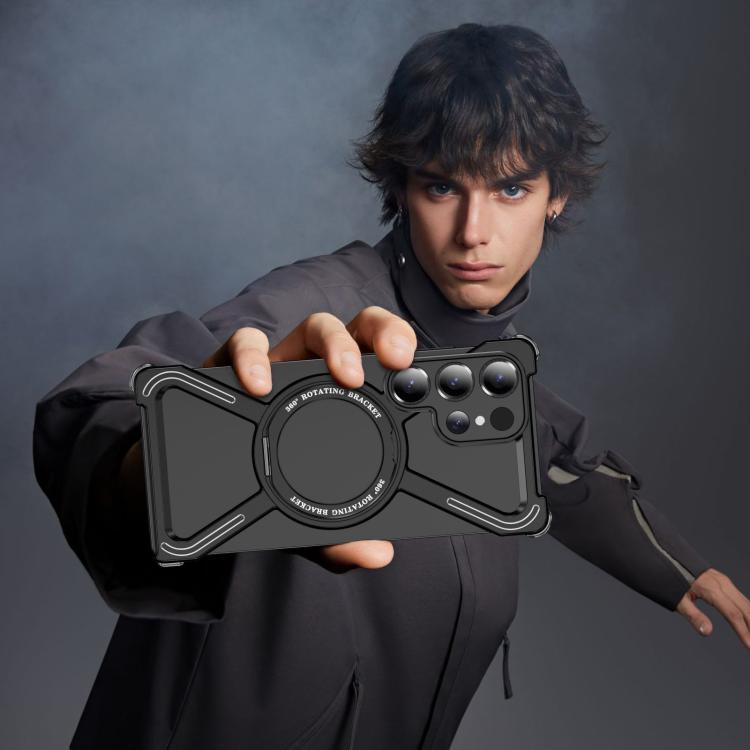 For Samsung Galaxy S25 Ultra 5G Titanium Alloy MagSafe Magnetic Airbag Shockproof Phone Case(Black) - Galaxy S25 Ultra 5G Cases by buy2fix | Online Shopping UK | buy2fix