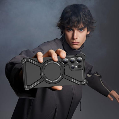 For Samsung Galaxy S25 Ultra 5G Titanium Alloy MagSafe Magnetic Airbag Shockproof Phone Case(Black) - Galaxy S25 Ultra 5G Cases by buy2fix | Online Shopping UK | buy2fix