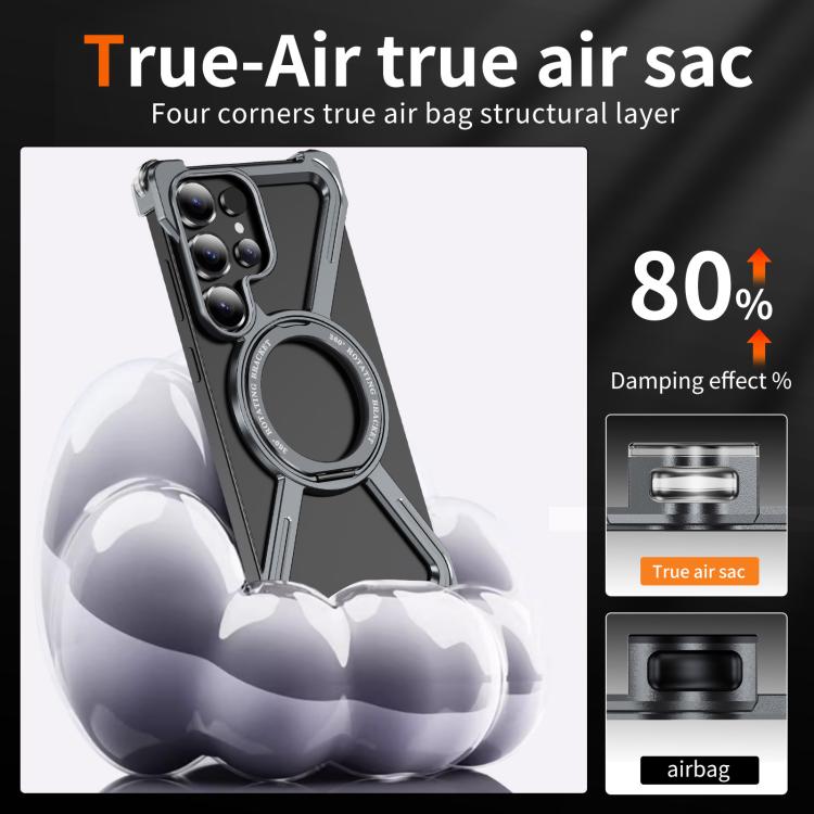 For Samsung Galaxy S25 Ultra 5G Titanium Alloy MagSafe Magnetic Airbag Shockproof Phone Case(Grey) - Galaxy S25 Ultra 5G Cases by buy2fix | Online Shopping UK | buy2fix