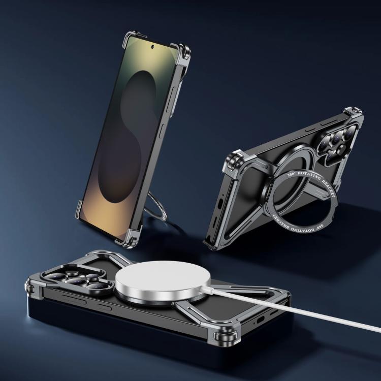 For Samsung Galaxy S25 Ultra 5G Titanium Alloy MagSafe Magnetic Airbag Shockproof Phone Case(Grey) - Galaxy S25 Ultra 5G Cases by buy2fix | Online Shopping UK | buy2fix