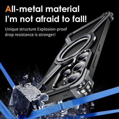 For Samsung Galaxy S25 Ultra 5G Titanium Alloy MagSafe Magnetic Airbag Shockproof Phone Case(Grey) - Galaxy S25 Ultra 5G Cases by buy2fix | Online Shopping UK | buy2fix