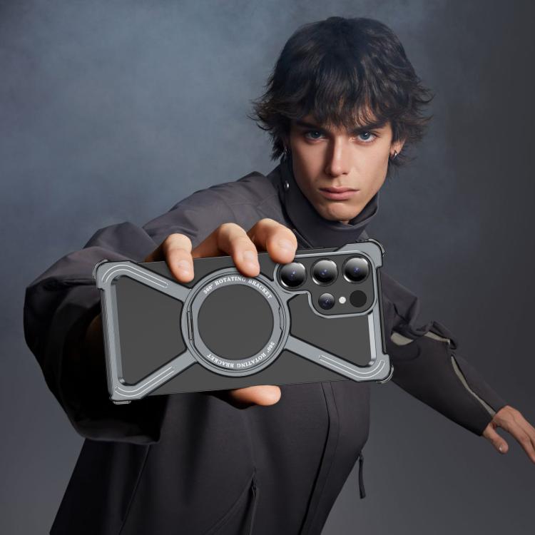 For Samsung Galaxy S25 Ultra 5G Titanium Alloy MagSafe Magnetic Airbag Shockproof Phone Case(Grey) - Galaxy S25 Ultra 5G Cases by buy2fix | Online Shopping UK | buy2fix