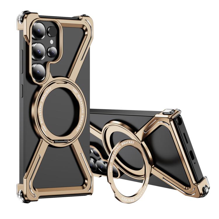 For Samsung Galaxy S25 Ultra 5G Titanium Alloy MagSafe Magnetic Airbag Shockproof Phone Case(Desert Gold) - Galaxy S25 Ultra 5G Cases by buy2fix | Online Shopping UK | buy2fix