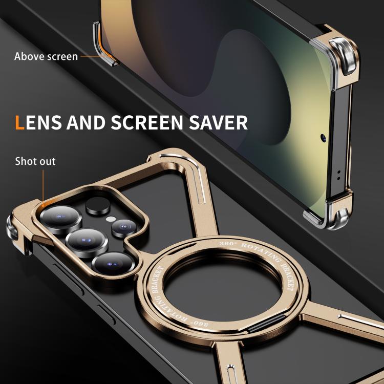 For Samsung Galaxy S25 Ultra 5G Titanium Alloy MagSafe Magnetic Airbag Shockproof Phone Case(Desert Gold) - Galaxy S25 Ultra 5G Cases by buy2fix | Online Shopping UK | buy2fix