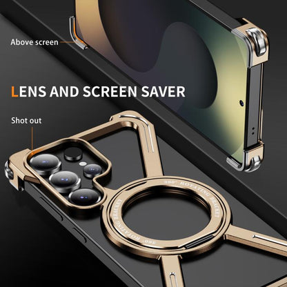 For Samsung Galaxy S25 Ultra 5G Titanium Alloy MagSafe Magnetic Airbag Shockproof Phone Case(Desert Gold) - Galaxy S25 Ultra 5G Cases by buy2fix | Online Shopping UK | buy2fix