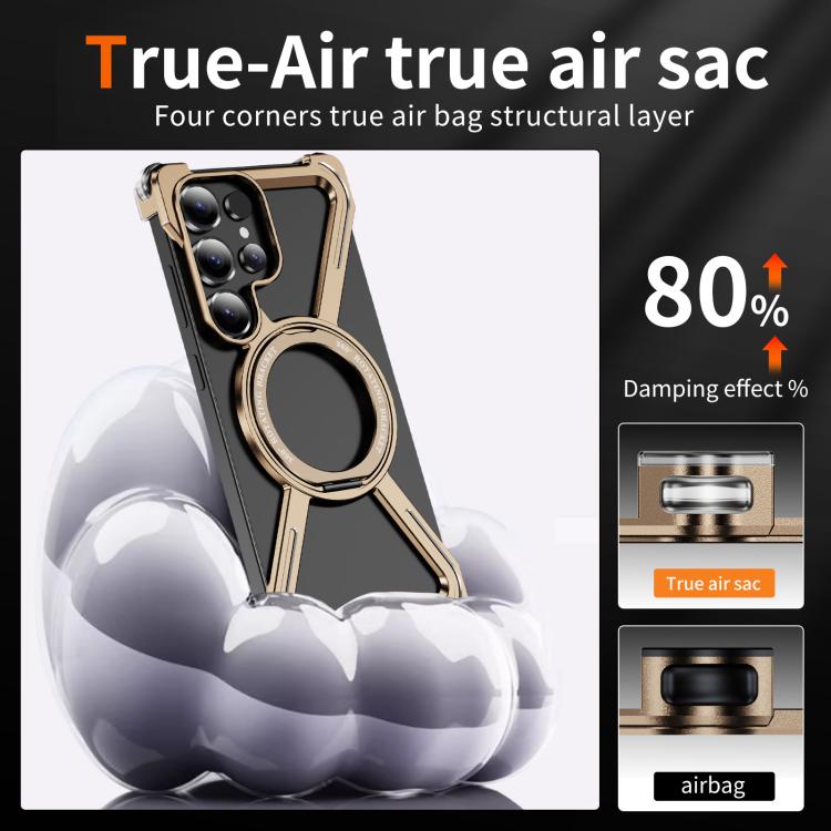 For Samsung Galaxy S25 Ultra 5G Titanium Alloy MagSafe Magnetic Airbag Shockproof Phone Case(Desert Gold) - Galaxy S25 Ultra 5G Cases by buy2fix | Online Shopping UK | buy2fix