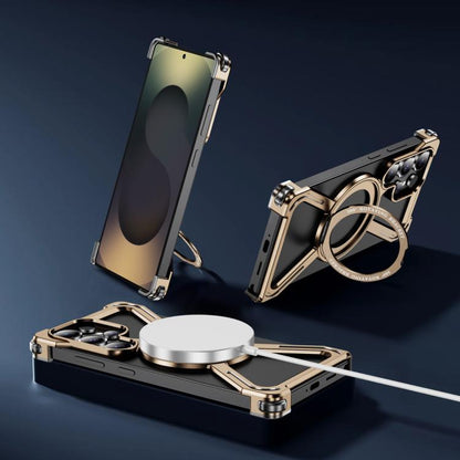 For Samsung Galaxy S25 Ultra 5G Titanium Alloy MagSafe Magnetic Airbag Shockproof Phone Case(Desert Gold) - Galaxy S25 Ultra 5G Cases by buy2fix | Online Shopping UK | buy2fix