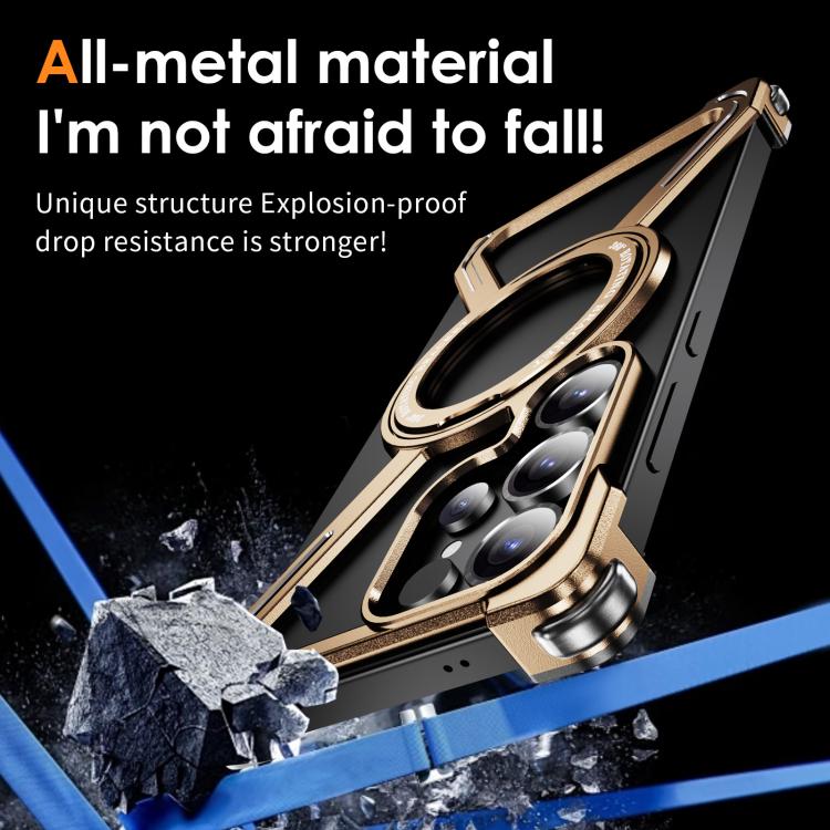 For Samsung Galaxy S25 Ultra 5G Titanium Alloy MagSafe Magnetic Airbag Shockproof Phone Case(Desert Gold) - Galaxy S25 Ultra 5G Cases by buy2fix | Online Shopping UK | buy2fix