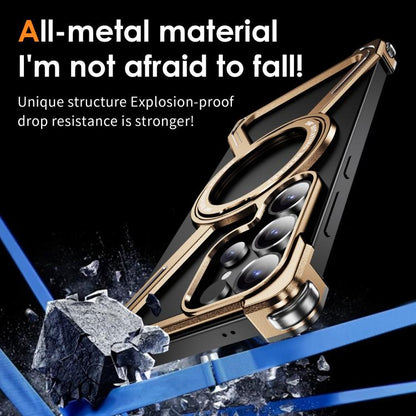 For Samsung Galaxy S25 Ultra 5G Titanium Alloy MagSafe Magnetic Airbag Shockproof Phone Case(Desert Gold) - Galaxy S25 Ultra 5G Cases by buy2fix | Online Shopping UK | buy2fix