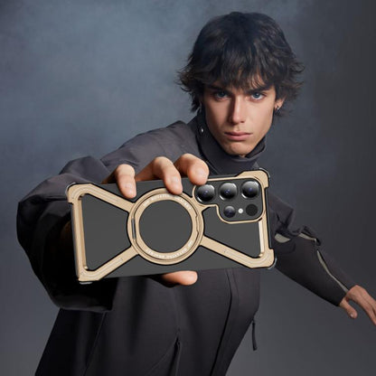 For Samsung Galaxy S25 Ultra 5G Titanium Alloy MagSafe Magnetic Airbag Shockproof Phone Case(Desert Gold) - Galaxy S25 Ultra 5G Cases by buy2fix | Online Shopping UK | buy2fix