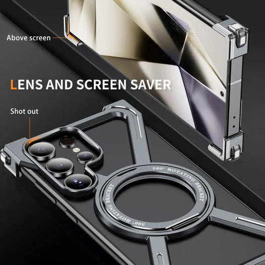 For Samsung Galaxy S24 Ultra 5G Titanium Alloy MagSafe Magnetic Airbag Shockproof Phone Case(Grey) - Galaxy S24 Ultra 5G Cases by buy2fix | Online Shopping UK | buy2fix