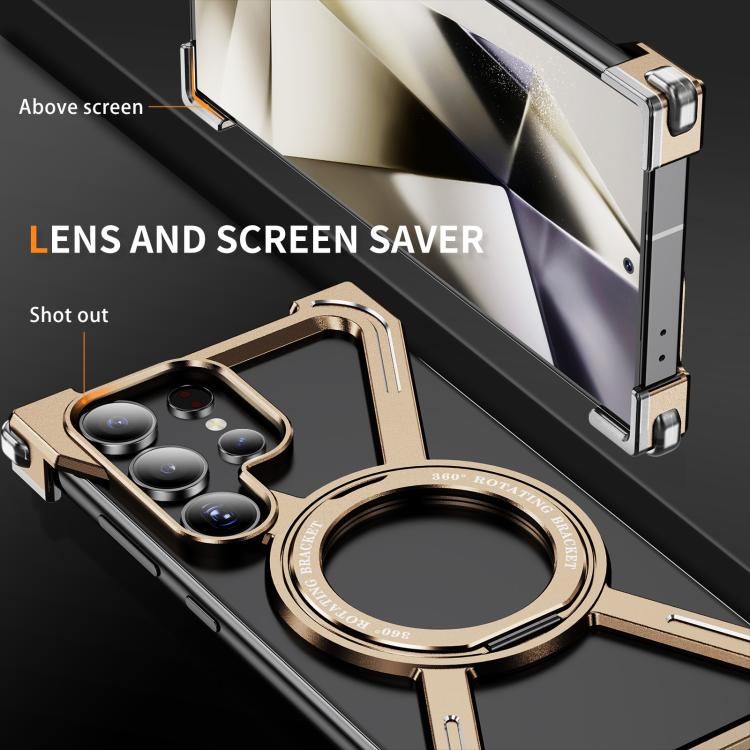 For Samsung Galaxy S24 Ultra 5G Titanium Alloy MagSafe Magnetic Airbag Shockproof Phone Case(Desert Gold) - Galaxy S24 Ultra 5G Cases by buy2fix | Online Shopping UK | buy2fix