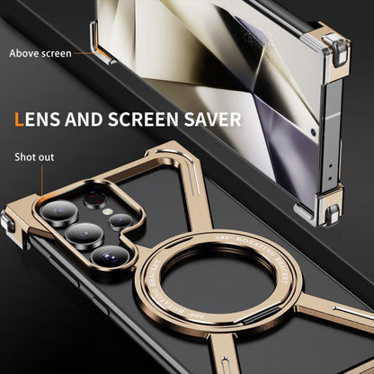 For Samsung Galaxy S24 Ultra 5G Titanium Alloy MagSafe Magnetic Airbag Shockproof Phone Case(Desert Gold) - Galaxy S24 Ultra 5G Cases by buy2fix | Online Shopping UK | buy2fix