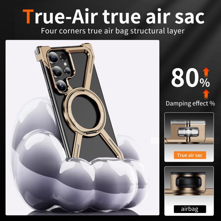 For Samsung Galaxy S24 Ultra 5G Titanium Alloy MagSafe Magnetic Airbag Shockproof Phone Case(Desert Gold) - Galaxy S24 Ultra 5G Cases by buy2fix | Online Shopping UK | buy2fix