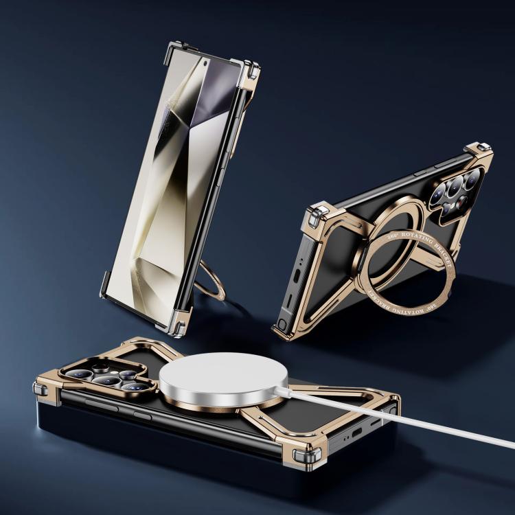 For Samsung Galaxy S24 Ultra 5G Titanium Alloy MagSafe Magnetic Airbag Shockproof Phone Case(Desert Gold) - Galaxy S24 Ultra 5G Cases by buy2fix | Online Shopping UK | buy2fix