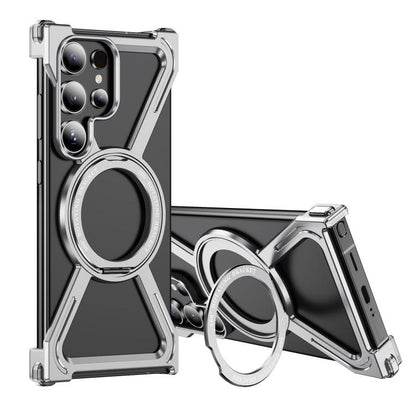 For Samsung Galaxy S24 Ultra 5G Titanium Alloy MagSafe Magnetic Airbag Shockproof Phone Case(Silver) - Galaxy S24 Ultra 5G Cases by buy2fix | Online Shopping UK | buy2fix