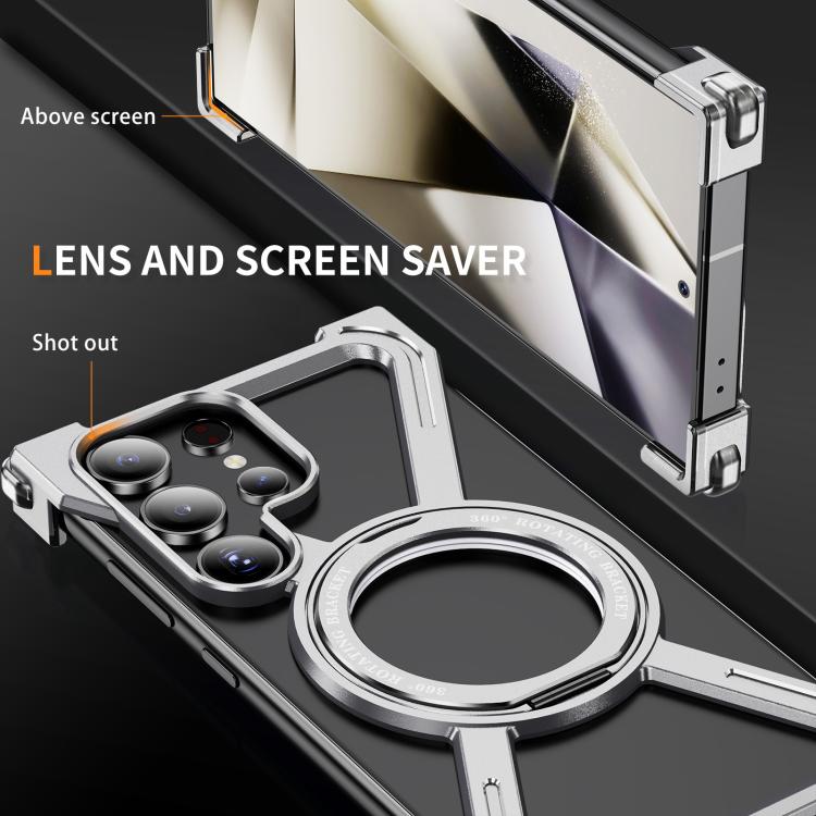 For Samsung Galaxy S24 Ultra 5G Titanium Alloy MagSafe Magnetic Airbag Shockproof Phone Case(Silver) - Galaxy S24 Ultra 5G Cases by buy2fix | Online Shopping UK | buy2fix