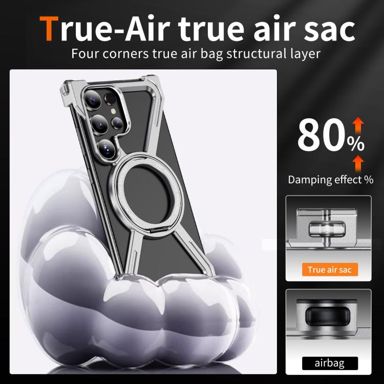 For Samsung Galaxy S24 Ultra 5G Titanium Alloy MagSafe Magnetic Airbag Shockproof Phone Case(Silver) - Galaxy S24 Ultra 5G Cases by buy2fix | Online Shopping UK | buy2fix